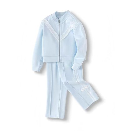 Kids Zipper Jacket Wide-Leg Pants Set