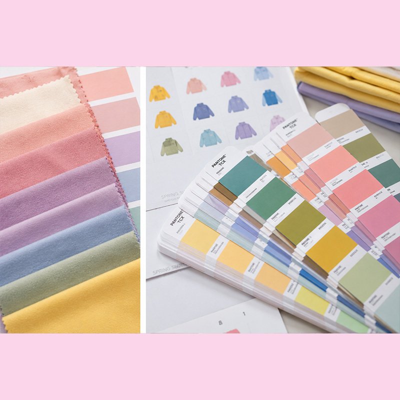 Prepare 4-6 colors for each style, update quarterly trend color cards, and provide Pantone TCX color codes for customized