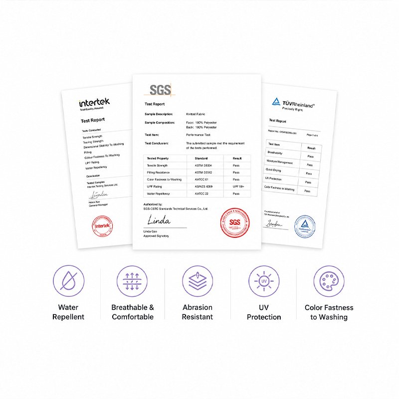 All fabrics have testing reports provided by professional testing institutions for their functions